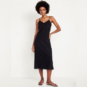 Old Navy Black Linen Spaghetti Strap Sundress Midi XXL